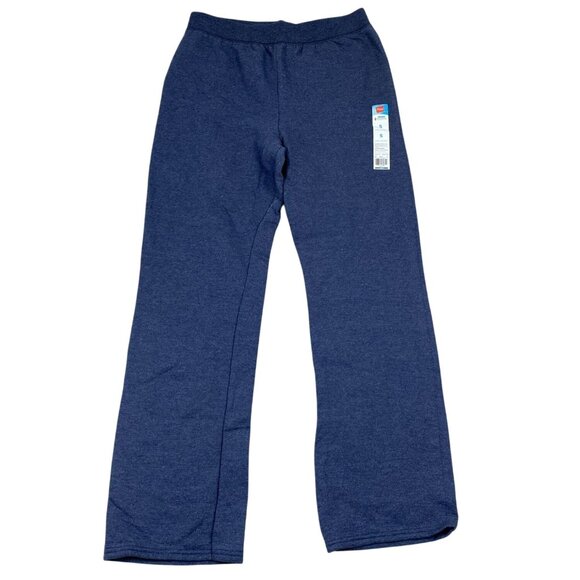 Hanes Women's Sweatpants Small  Comfort Blend Navy Heather Open Leg Petite Fit - Picture 1 of 12